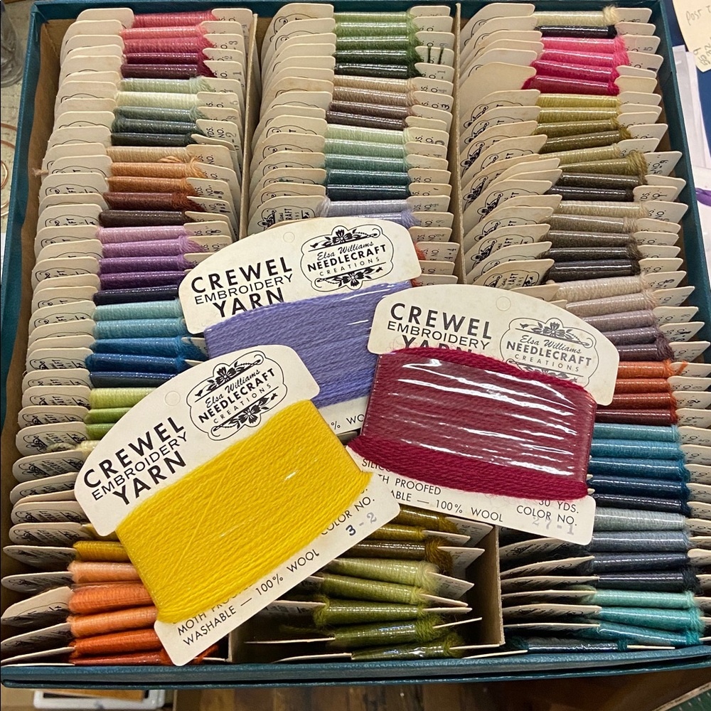Vintage Elsa Williams 100% Wool Crewel Embroidery 123 Colors Unused NEW